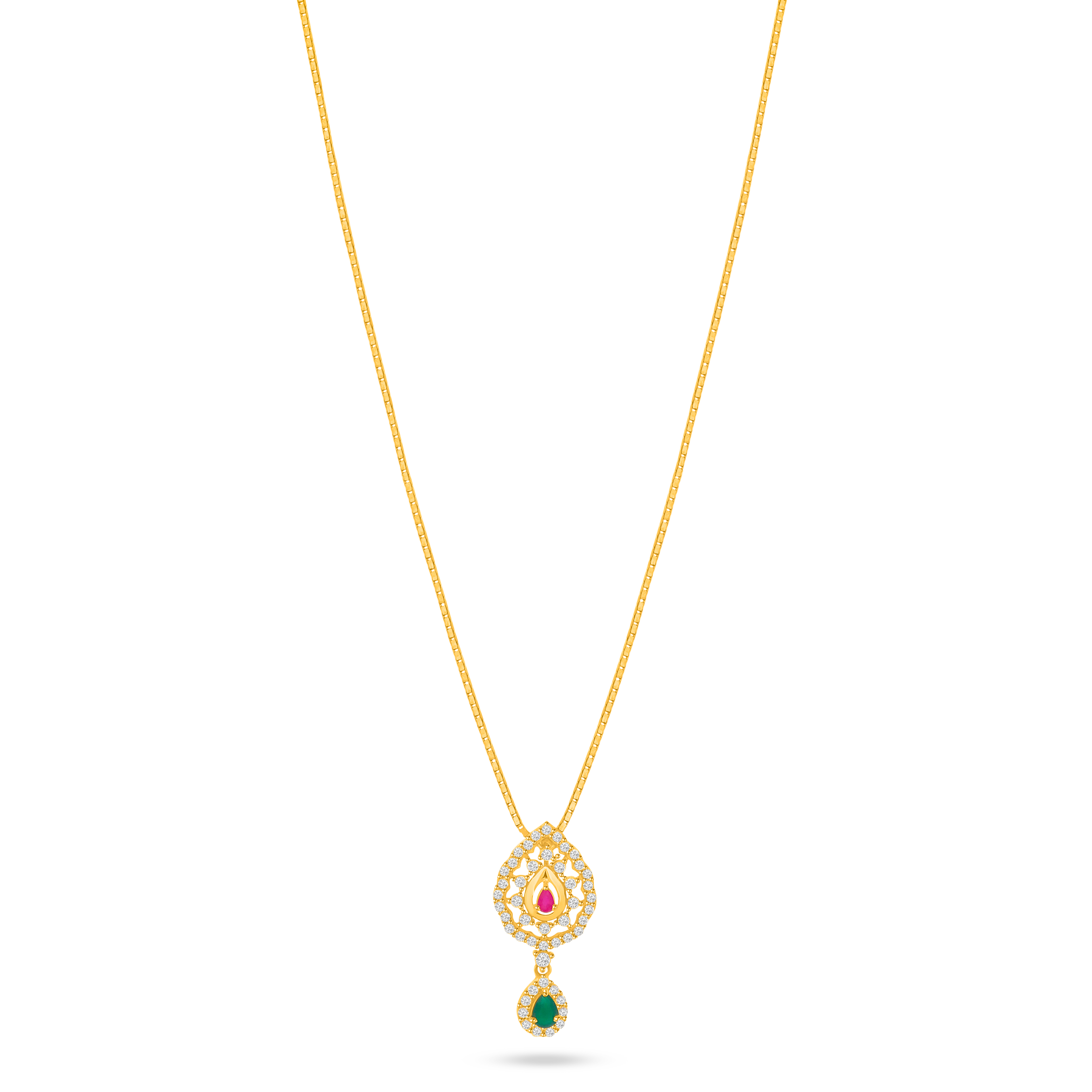 22K Gold Regal Tear-Drop Necklace