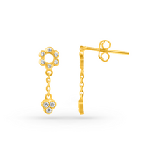 22K Gold Floral Drop Necklace & Earrings Set