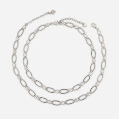 925 Silver Oval Crystal Link Anklets