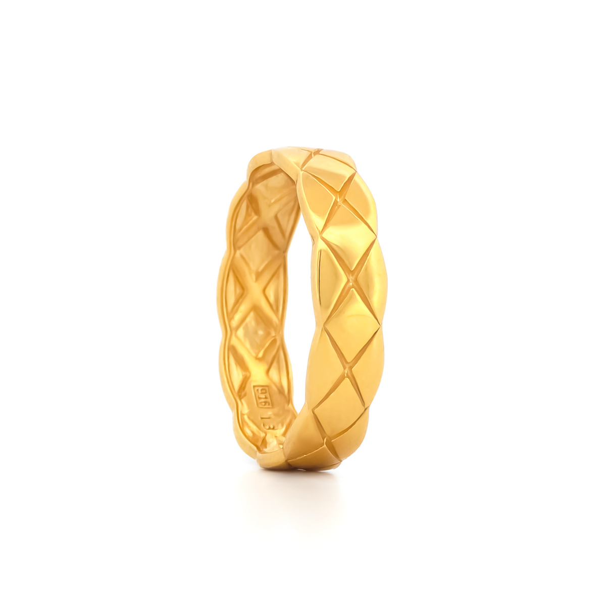 22K Gold Diamond-Cut Pattern Band Ring