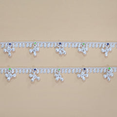 Silver Multicolor Leafed Gungroo Anklets