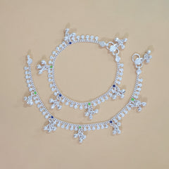 Silver Multicolor Gungroo Anklets