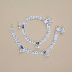 Silver Ying Yang Gungroo Anklets