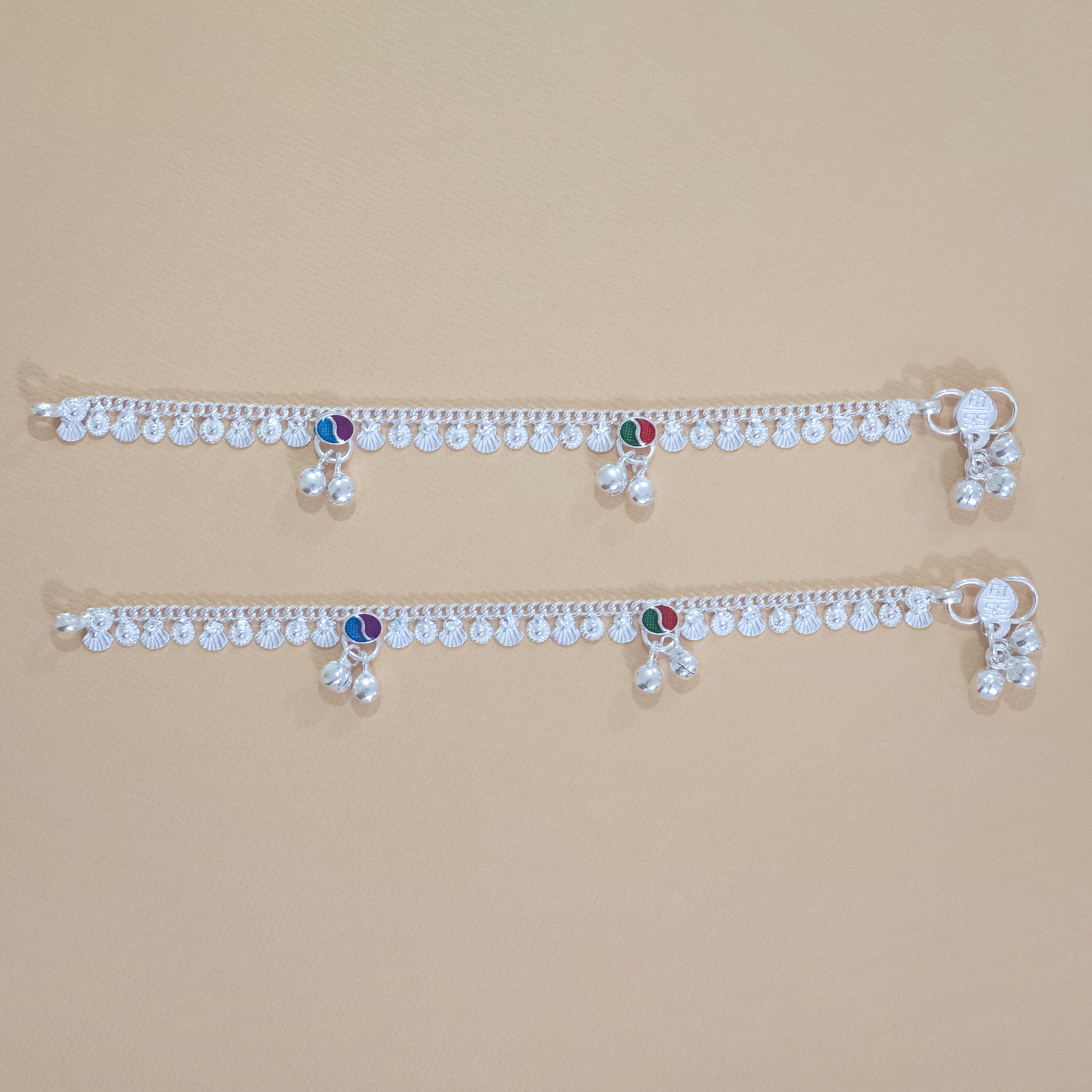 Silver Ying Yang Gungroo Anklets