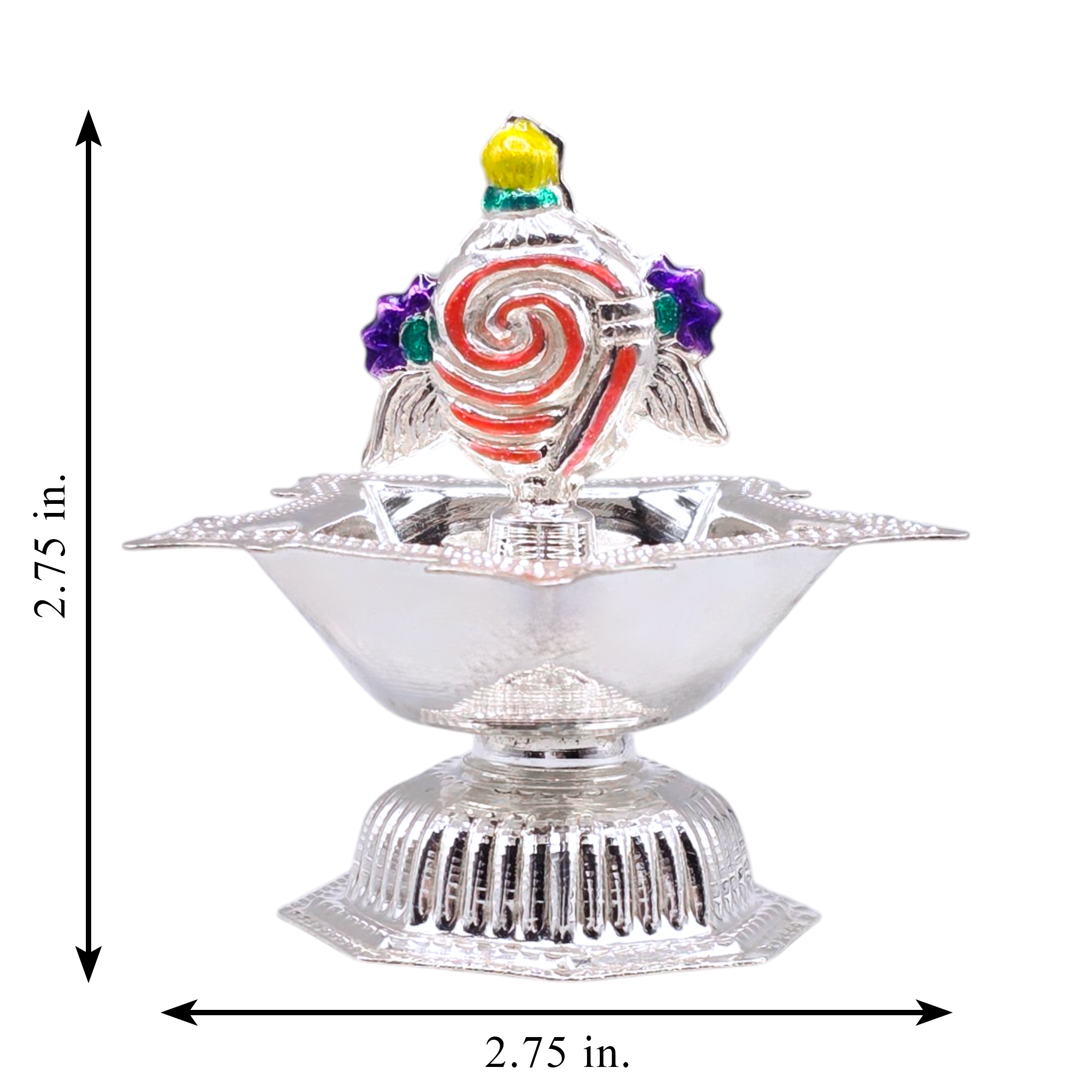 Silver Shankh Panch Mukh Oil Lamp