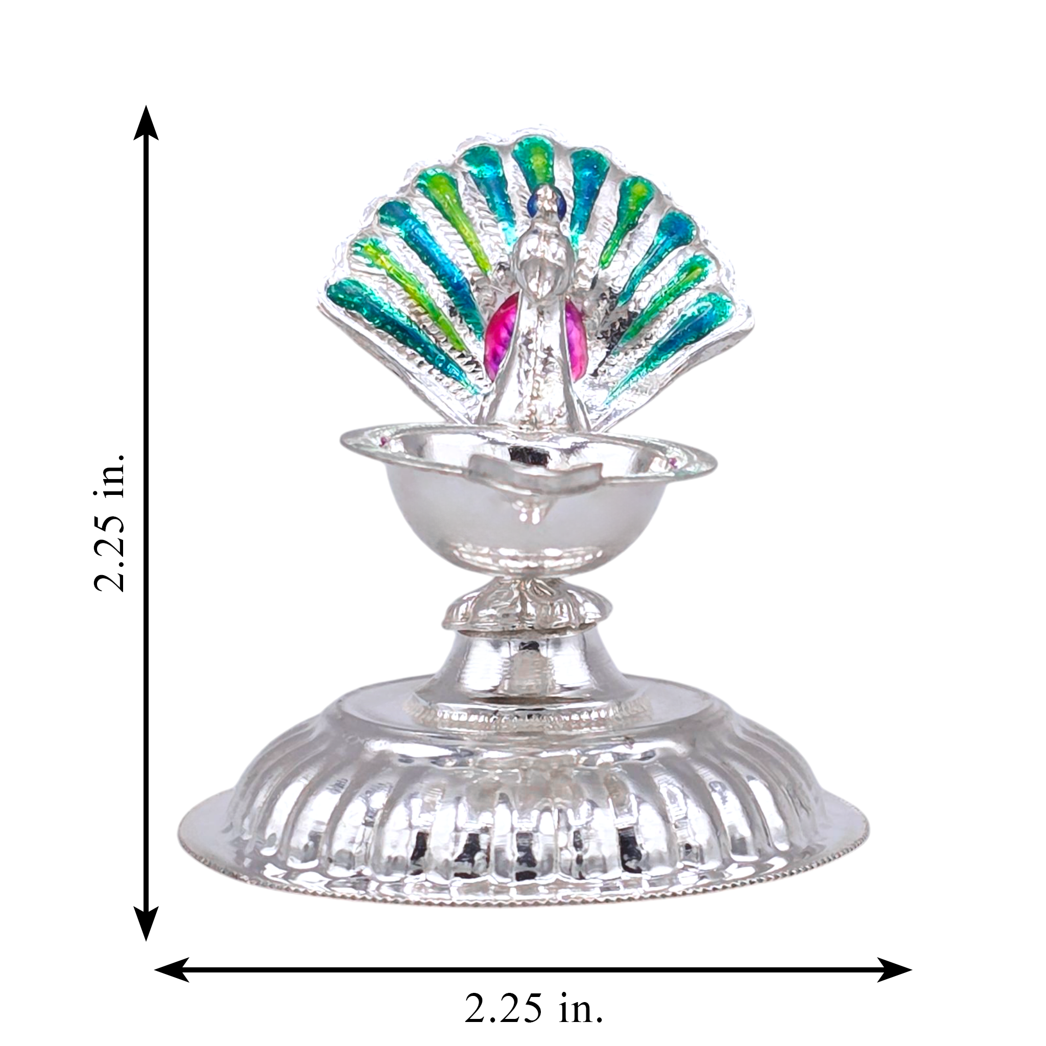 Silver Peacock Oil Lamp & Incense Holder