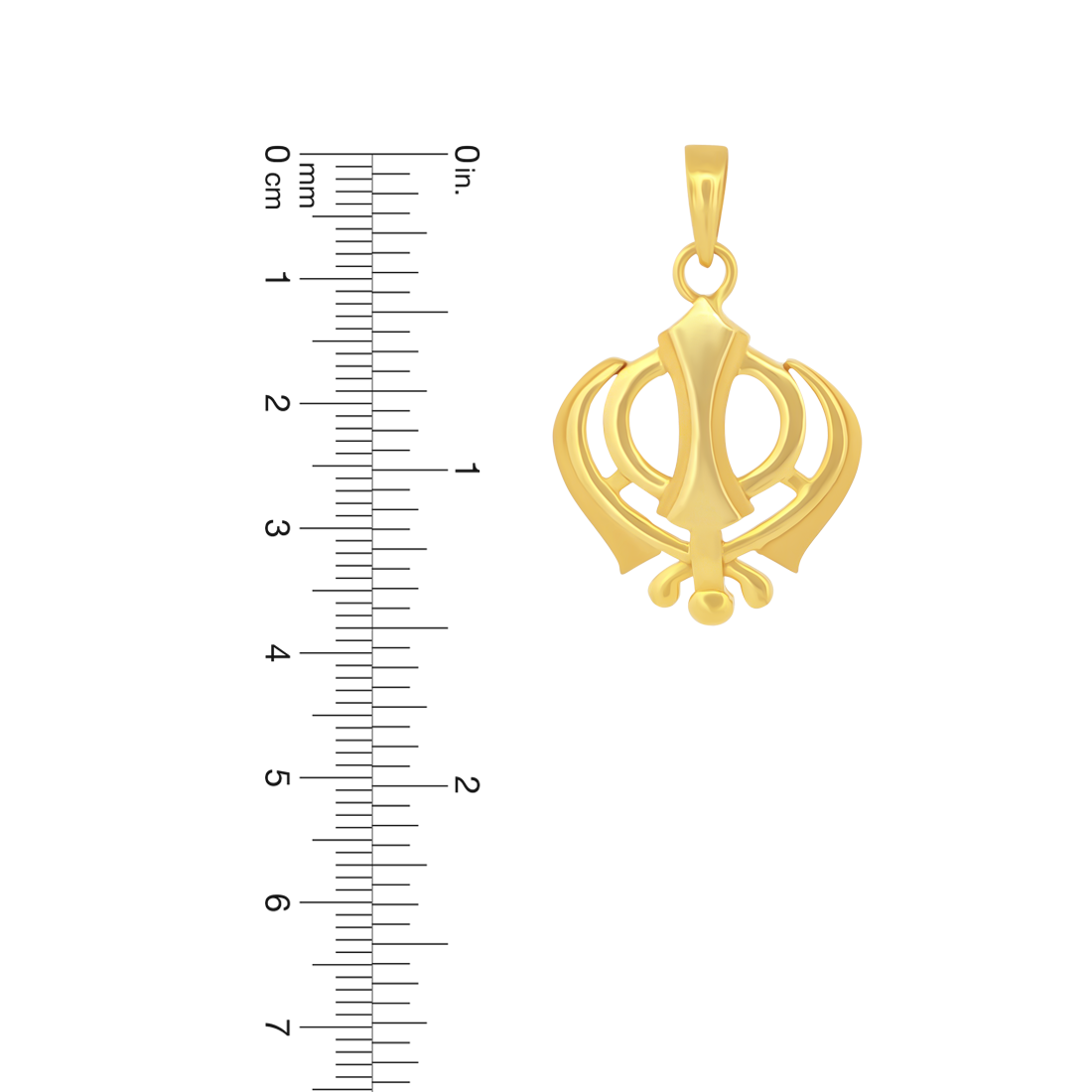 22K Gold Classic Khanda Pendant