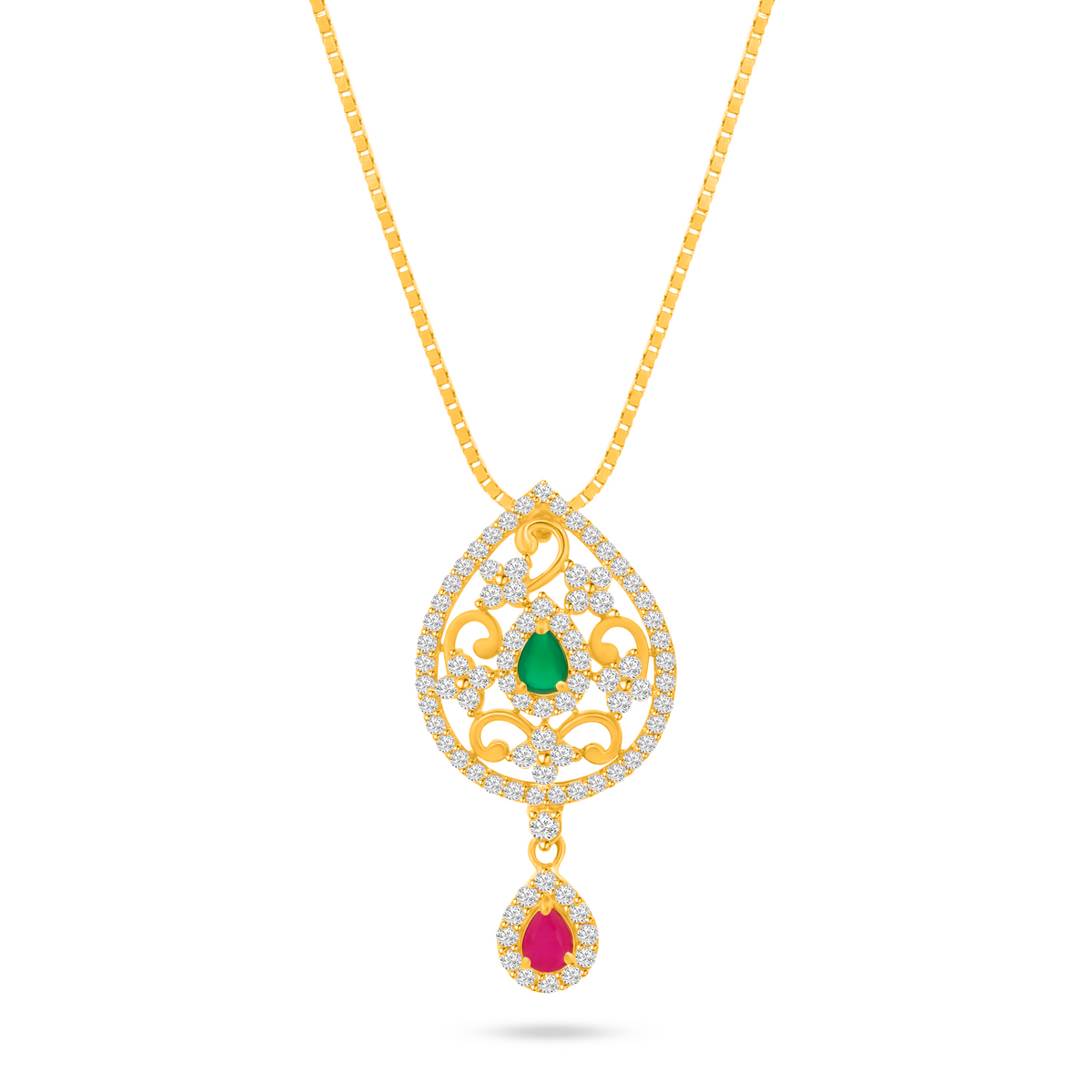 22K Gold Royal Teardrop Necklace