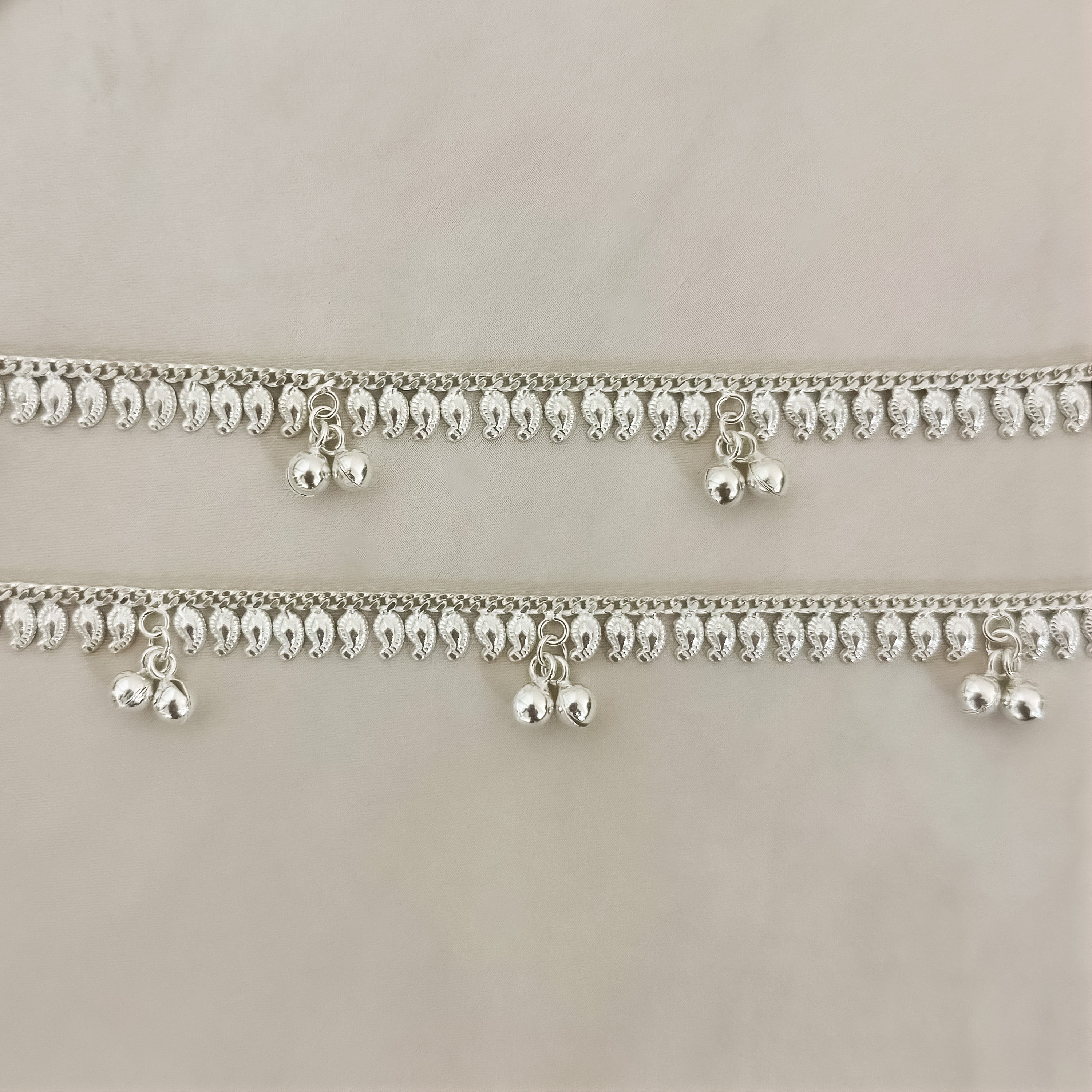 Silver Leaf Charm Anklets