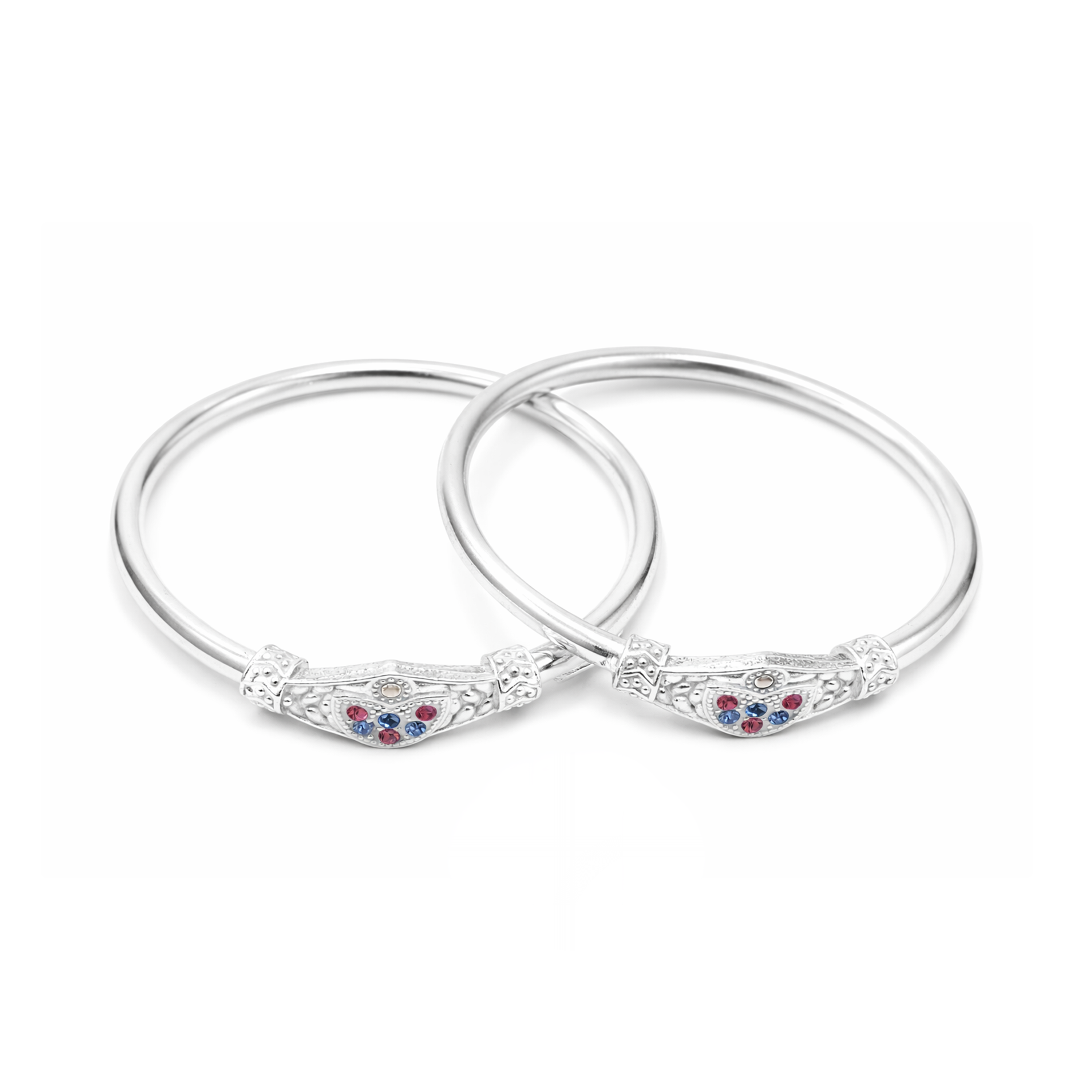 Silver Royal Diya Baby Kadas - Set of 2