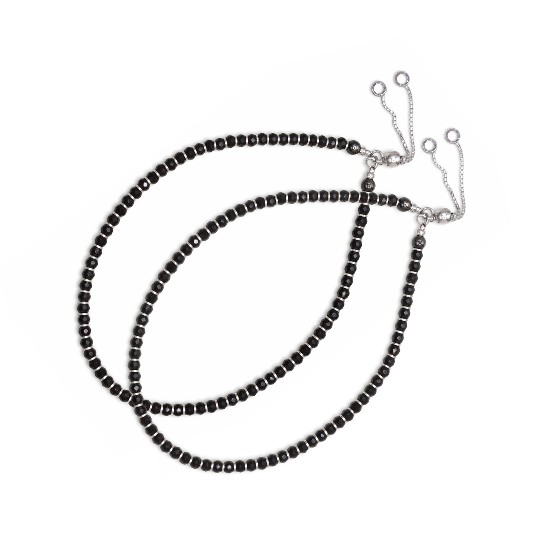 Silver Beaded Nazariyas Bracelets - Set of 2