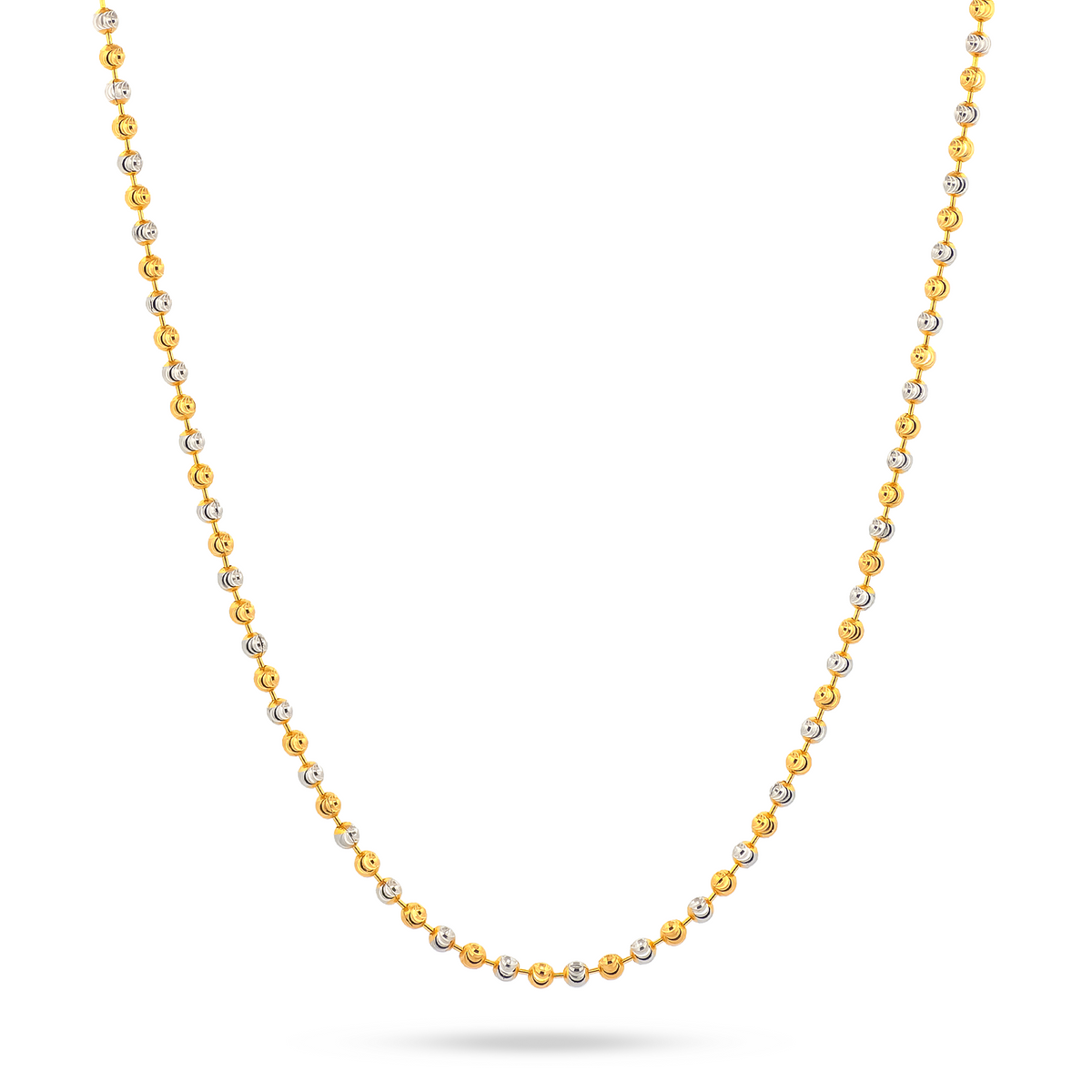 22K Gold Beaded Two-Tone Chain - 16"