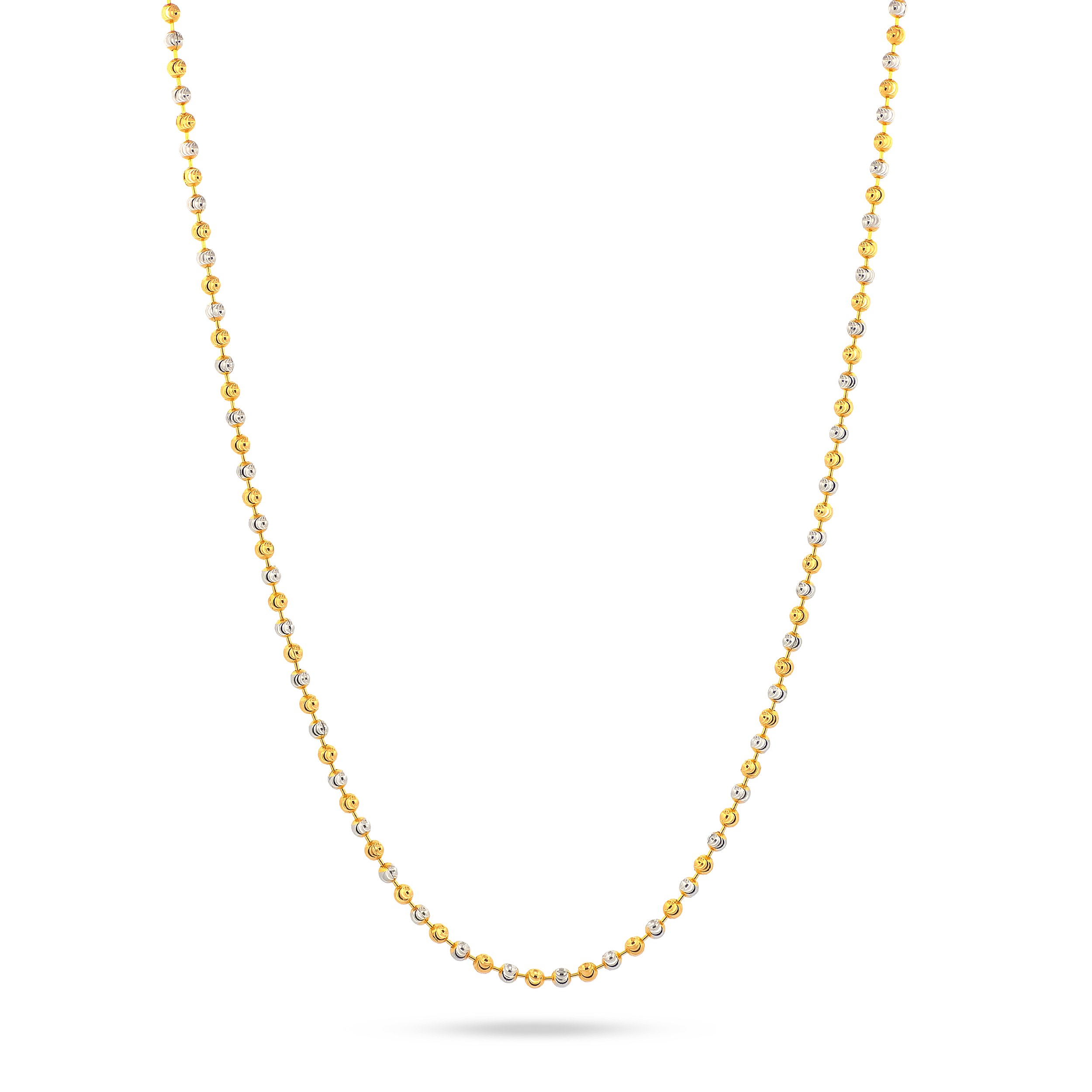 22K Gold Beaded Two-Tone Chain - 16"