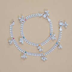 Silver Multicolor Gungroo Anklets
