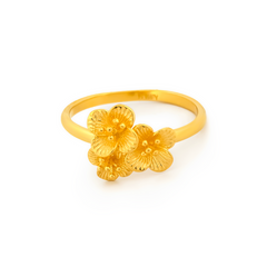 22K Gold Floral Cluster Statement Ring