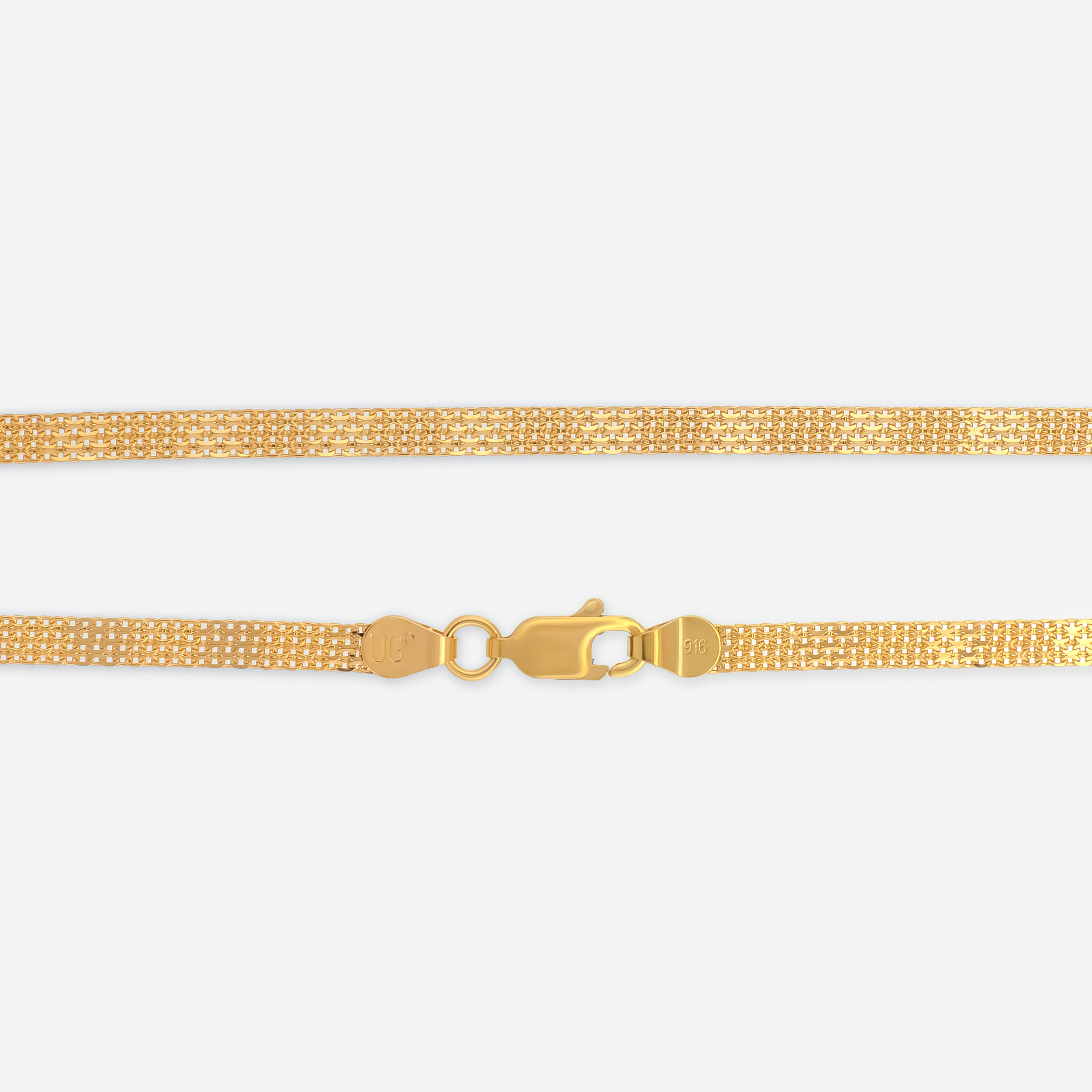 22K Gold Flat Textured Chain - 18"
