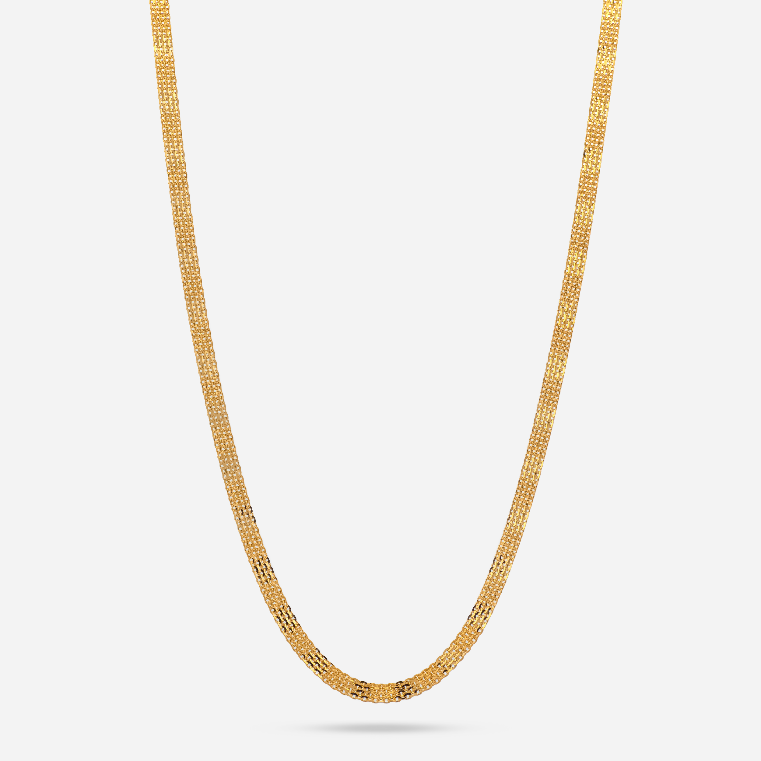 22K Gold Flat Textured Chain - 18"