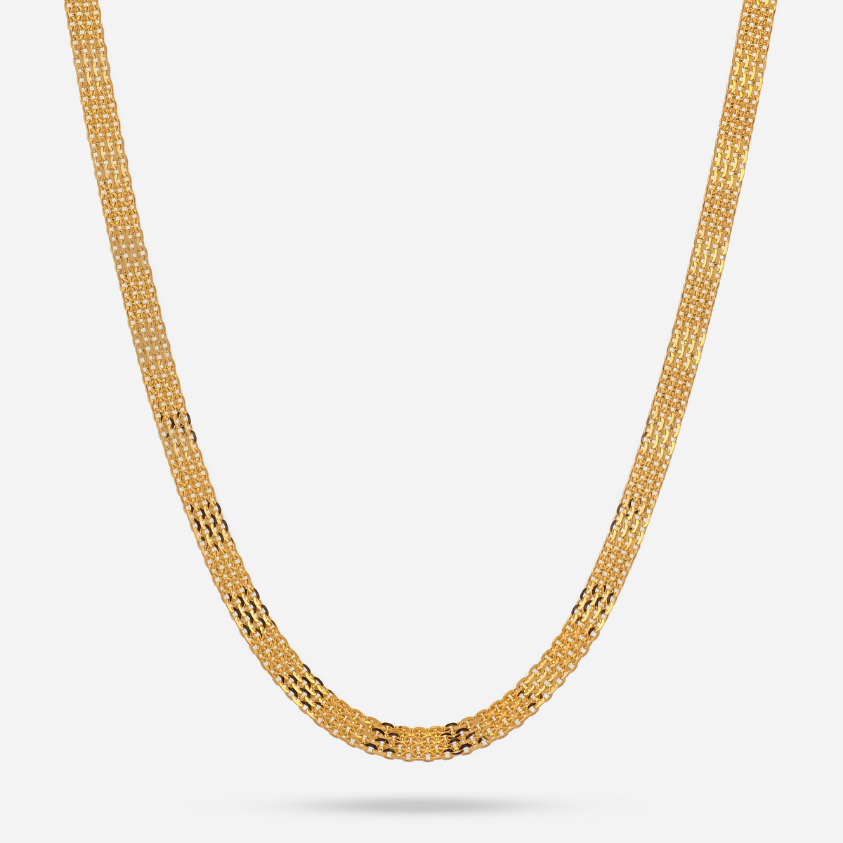 22K Gold Flat Textured Chain - 18"