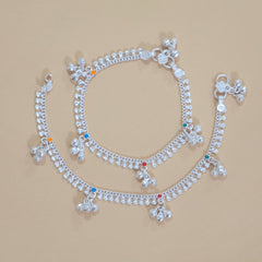 Silver Kids Multicolor Gungroo Anklets