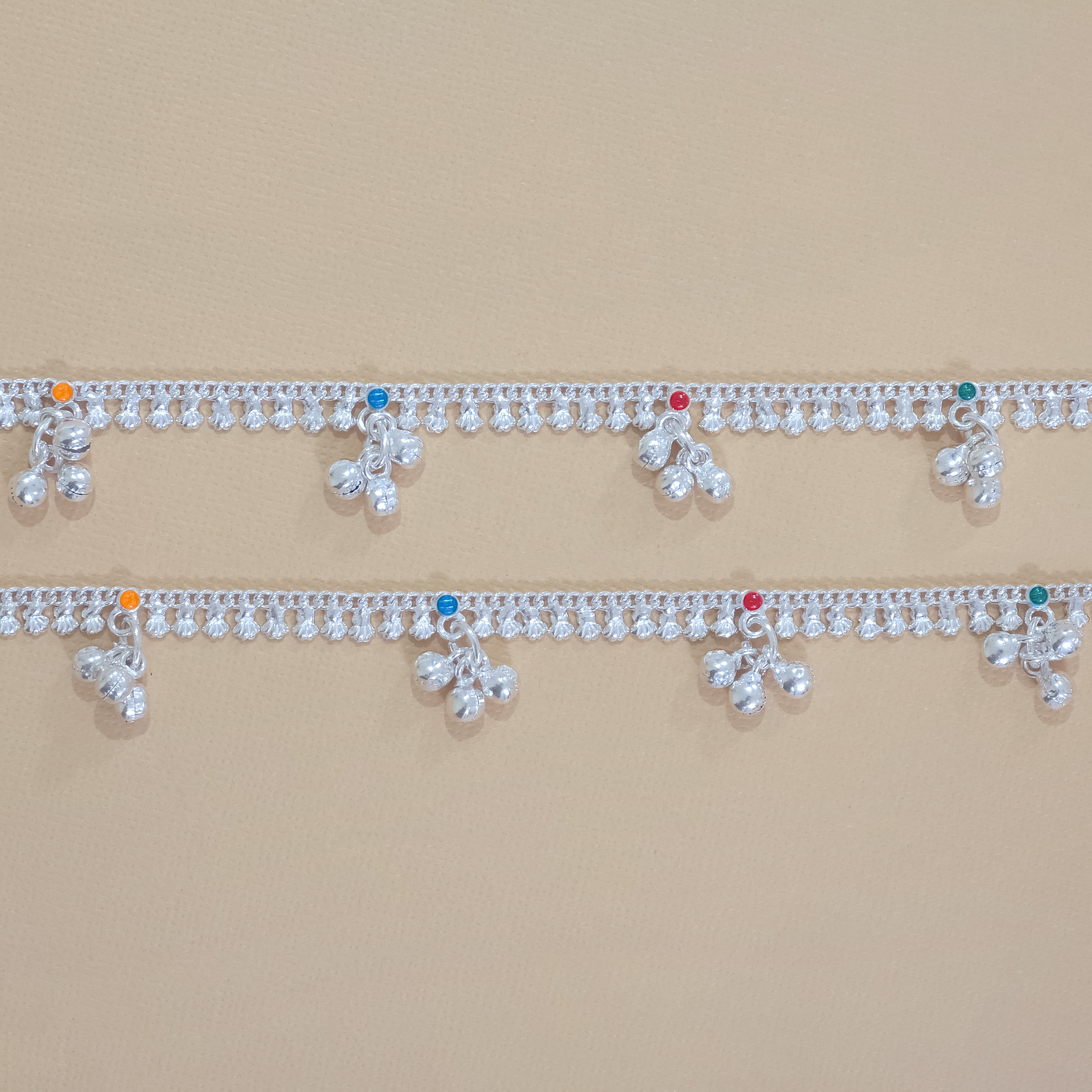 Silver Kids Multicolor Gungroo Anklets
