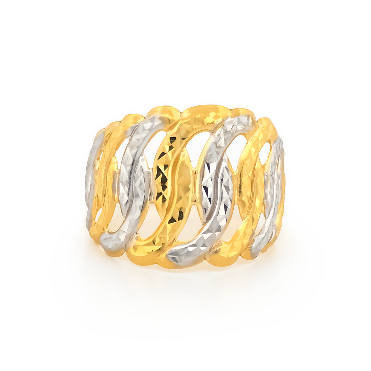 22K Gold Two-Tone Wide Ring