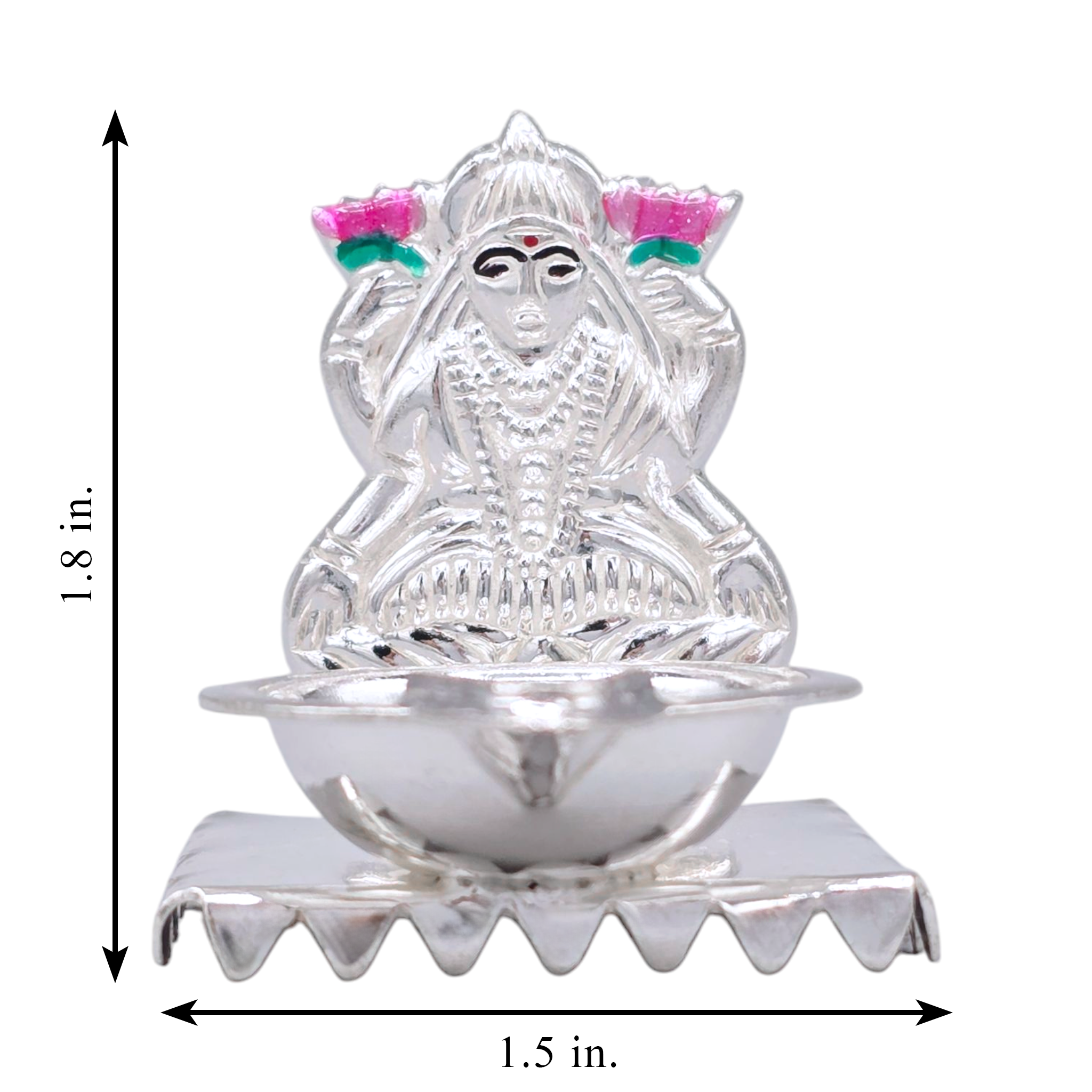 Silver Lakshmi Oil Lamp & Incense Holder