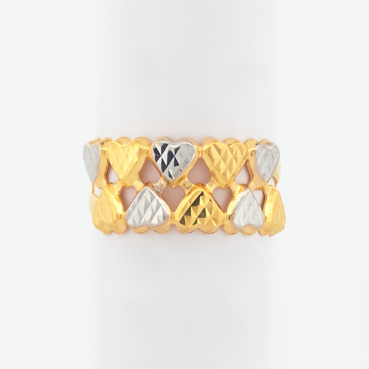 22K Gold Two-Tone Hearts Ring