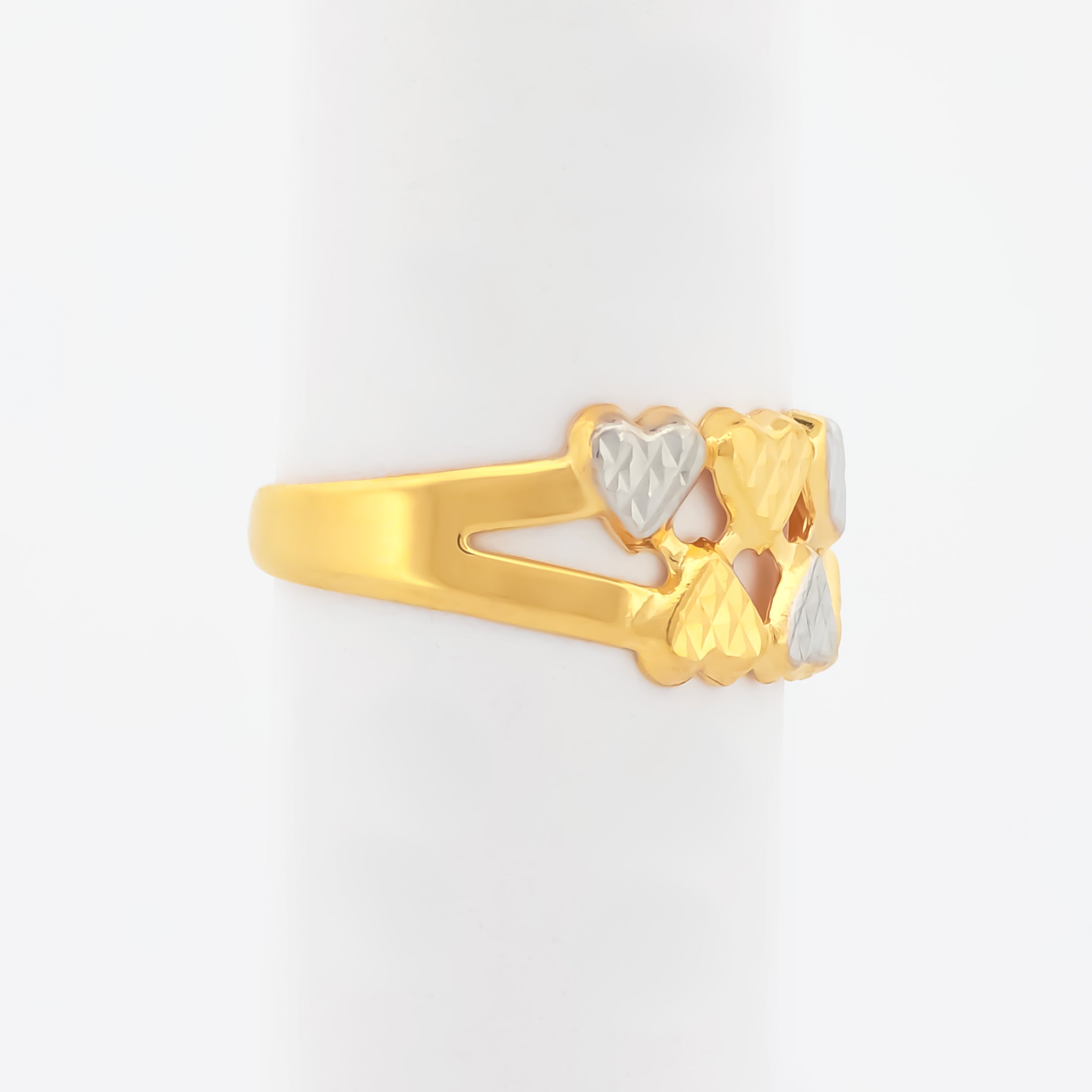 22K Gold Two-Tone Hearts Ring