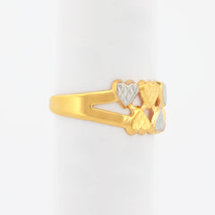 22K Gold Two-Tone Hearts Ring