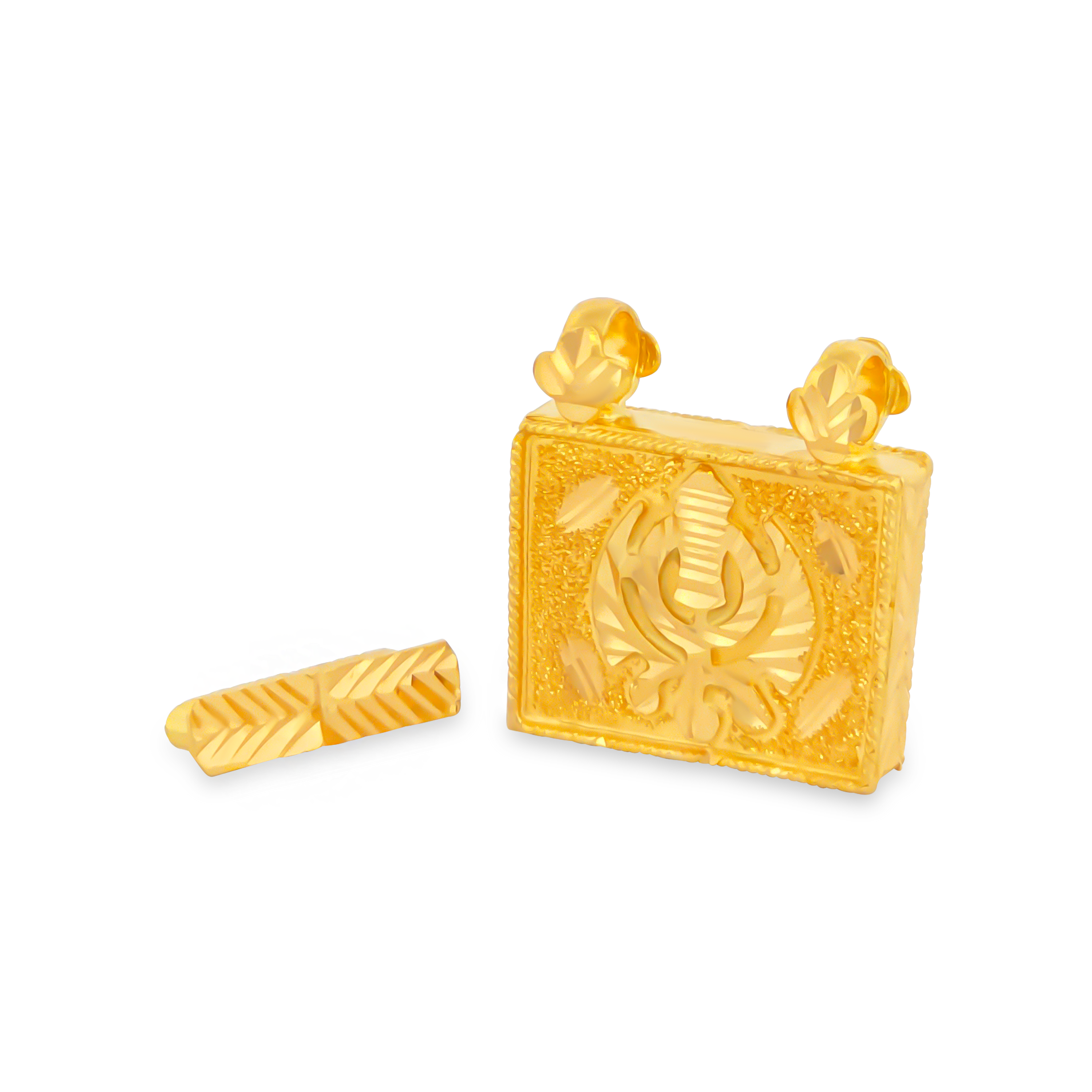 22K Gold Traditional Sikh Pendant with Khanda Symbol
