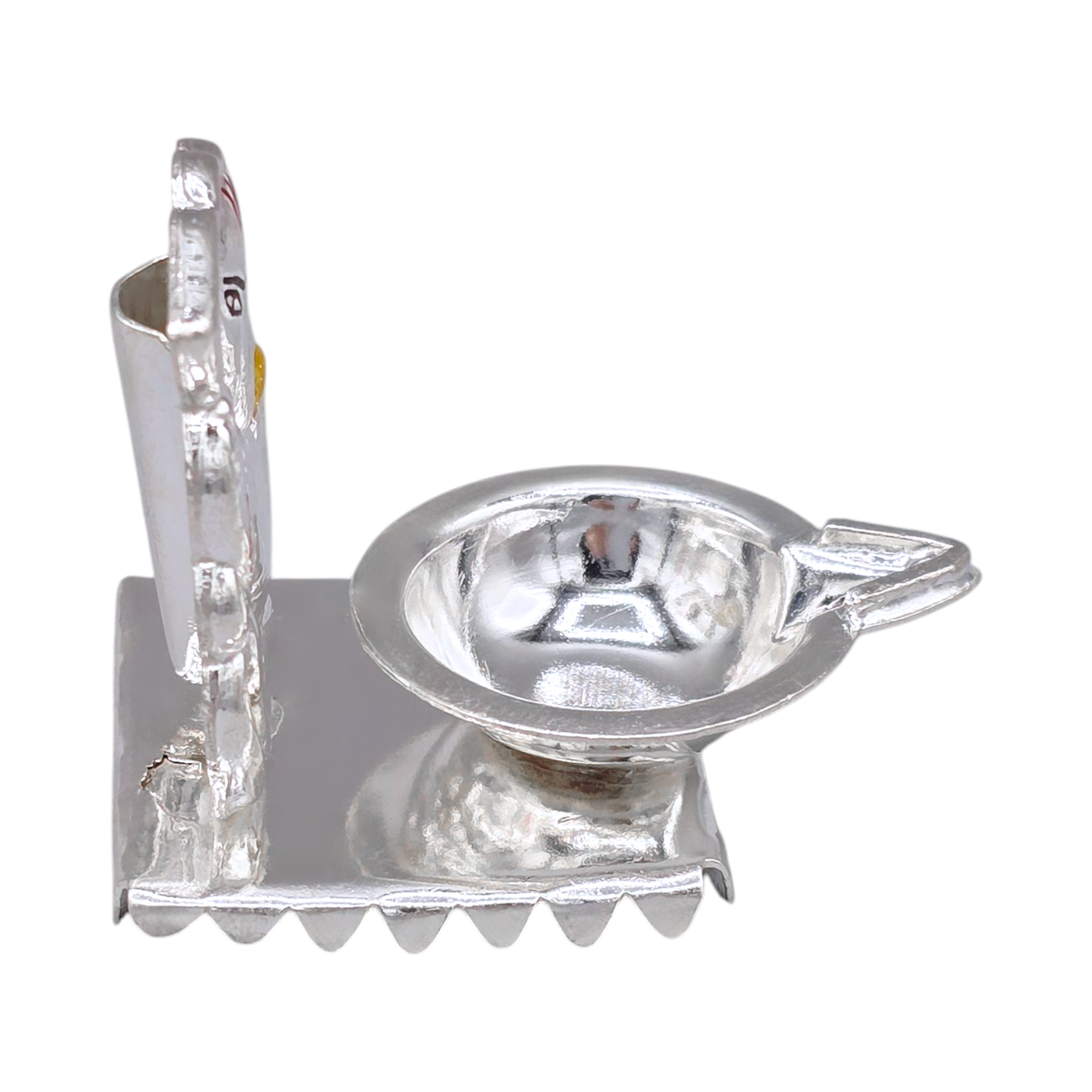Silver Ganesha Oil Lamp & Incense Holder