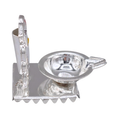 Silver Ganesha Oil Lamp & Incense Holder