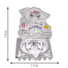 Silver Ganesha Oil Lamp & Incense Holder