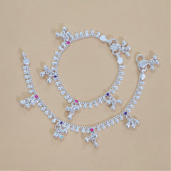 Silver Kids Multicolor Gungroo Anklets