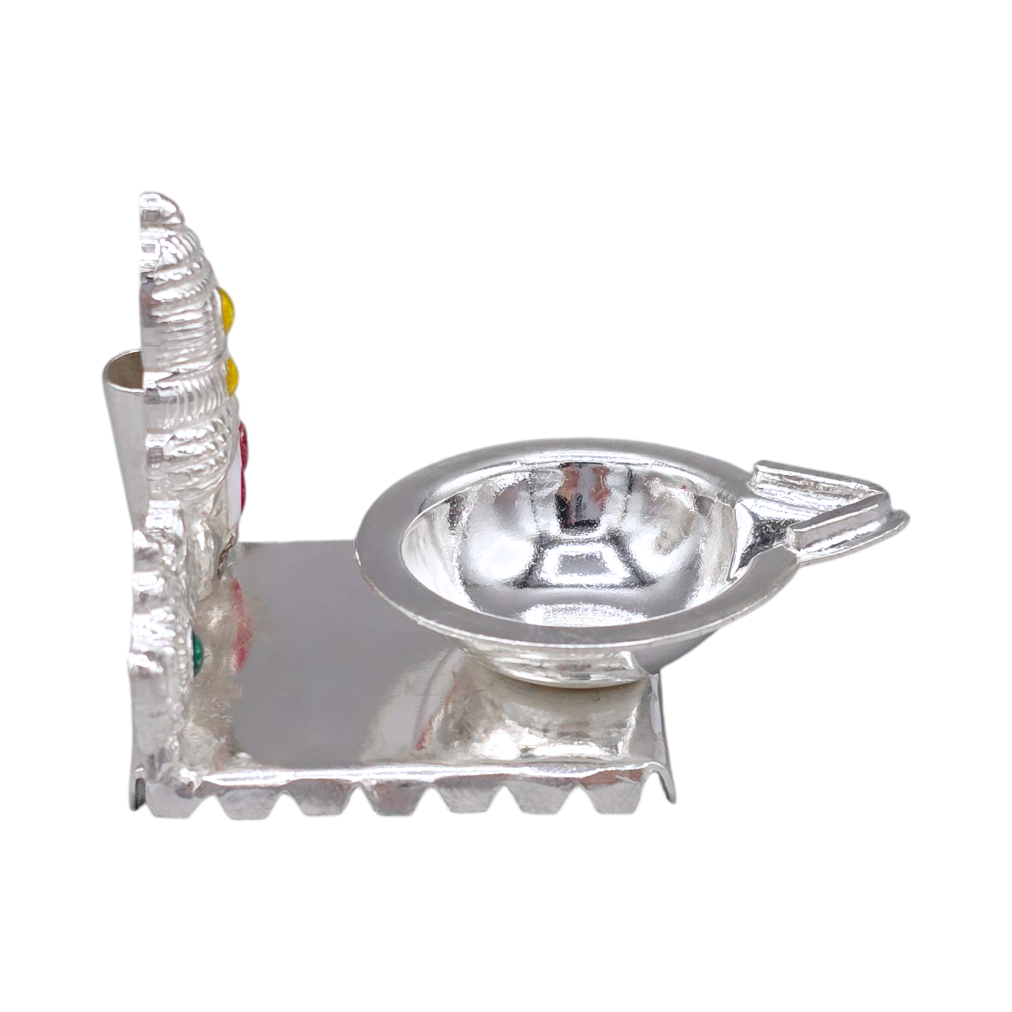 Silver Lord Venkateswara Oil Lamp & Incense Holder