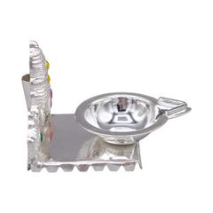 Silver Lord Venkateswara Oil Lamp & Incense Holder