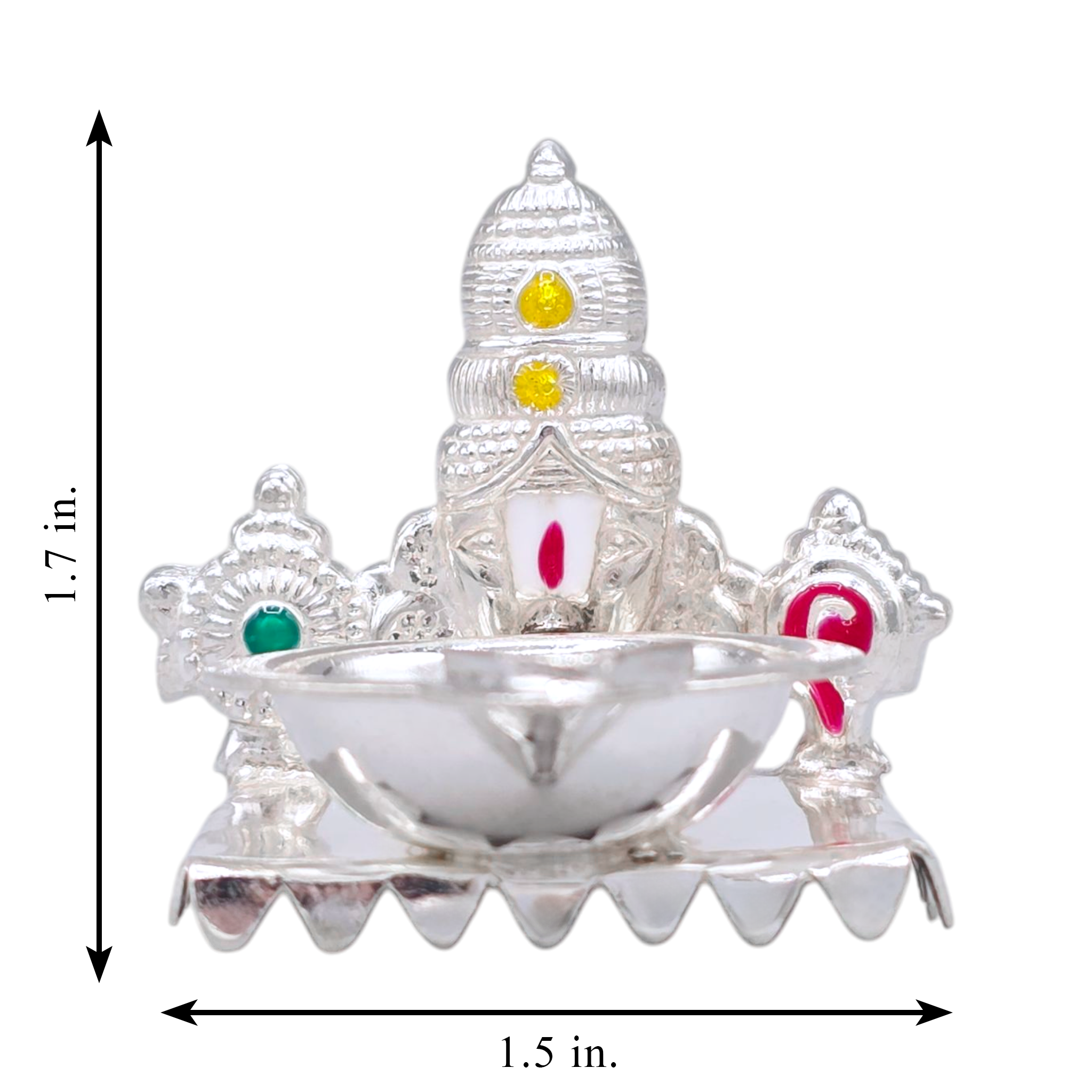 Silver Lord Venkateswara Oil Lamp & Incense Holder