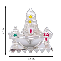 Silver Lord Venkateswara Oil Lamp & Incense Holder