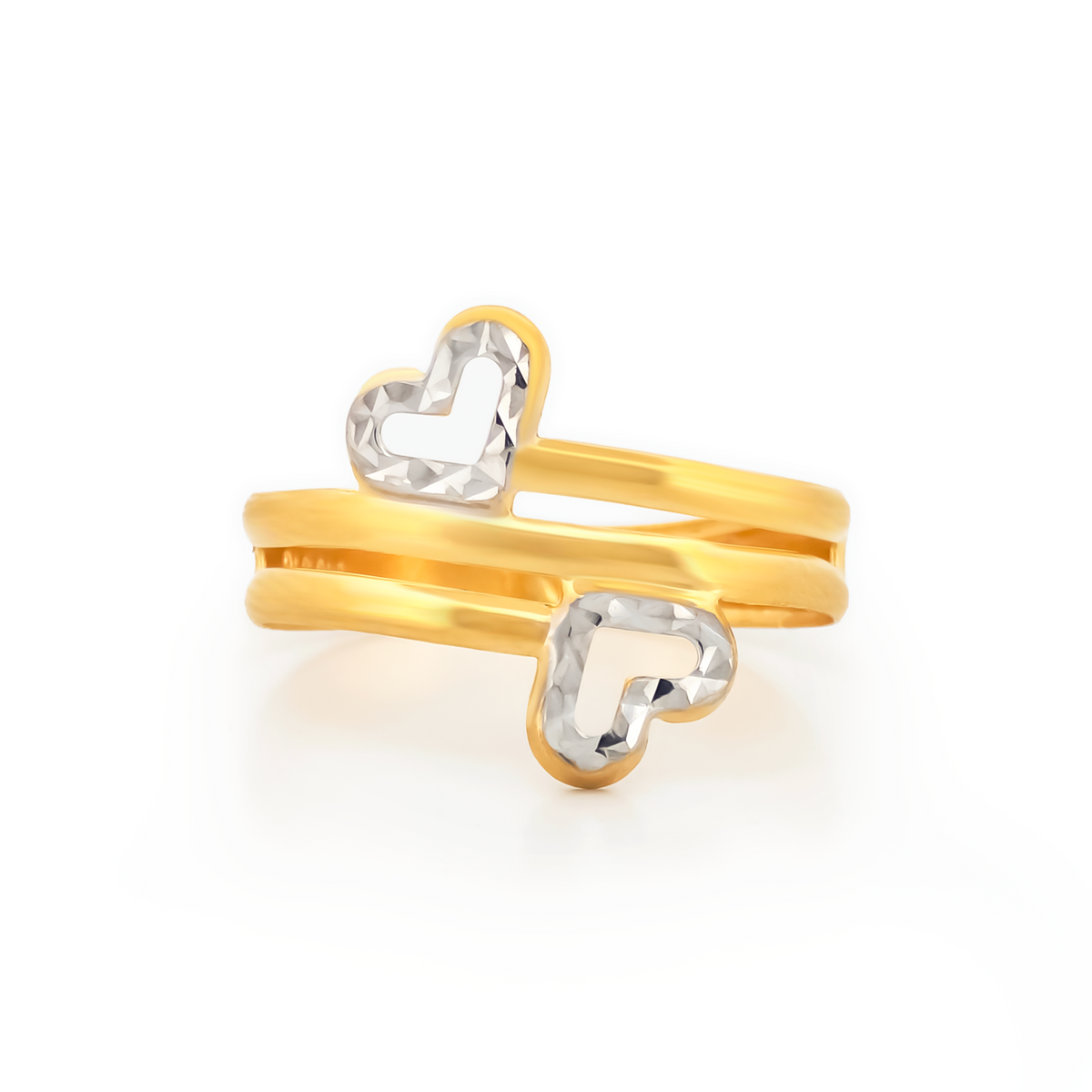 22K Gold Two-Tone Heart Ring