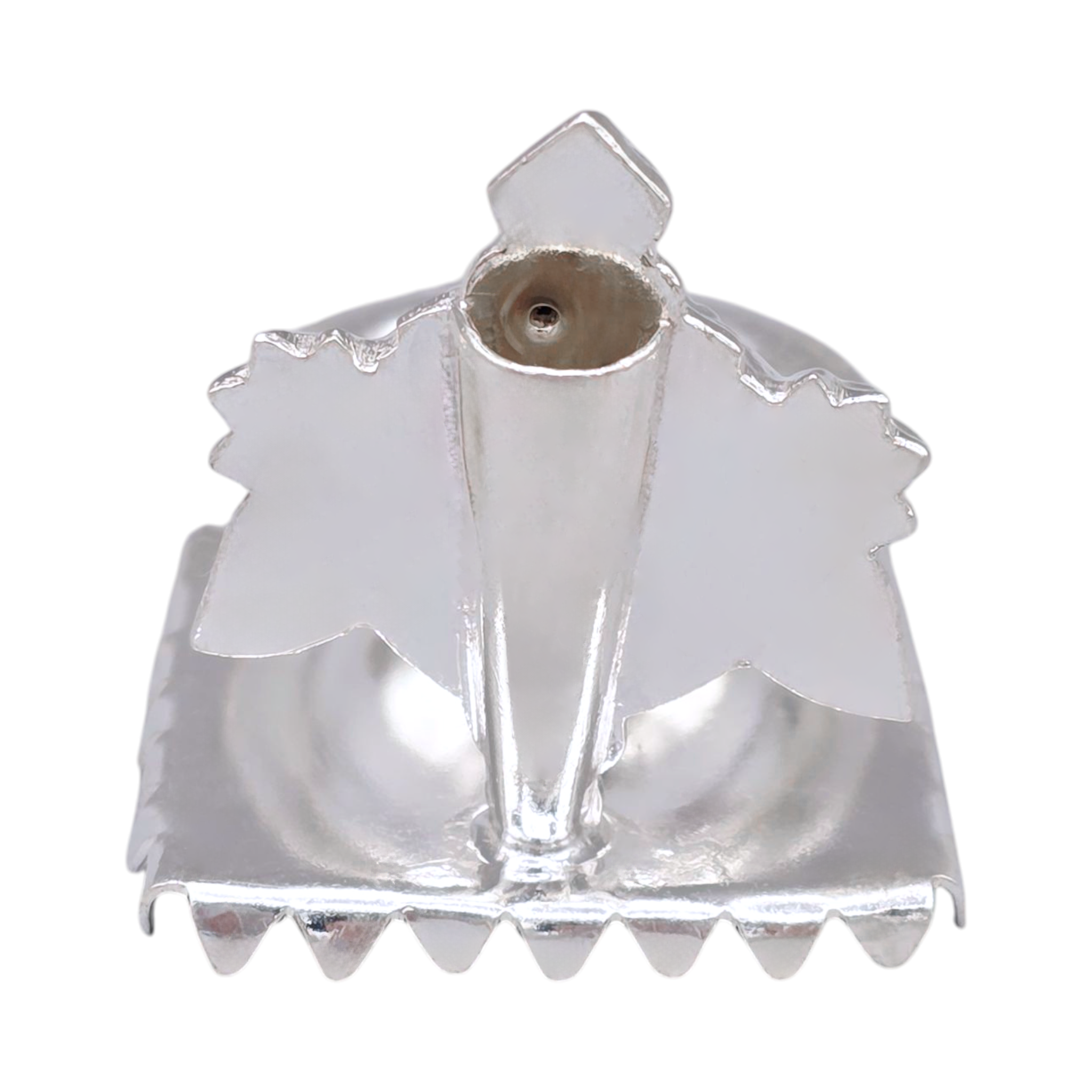 Silver Shankh Chakra Oil Lamp & Incense Holder