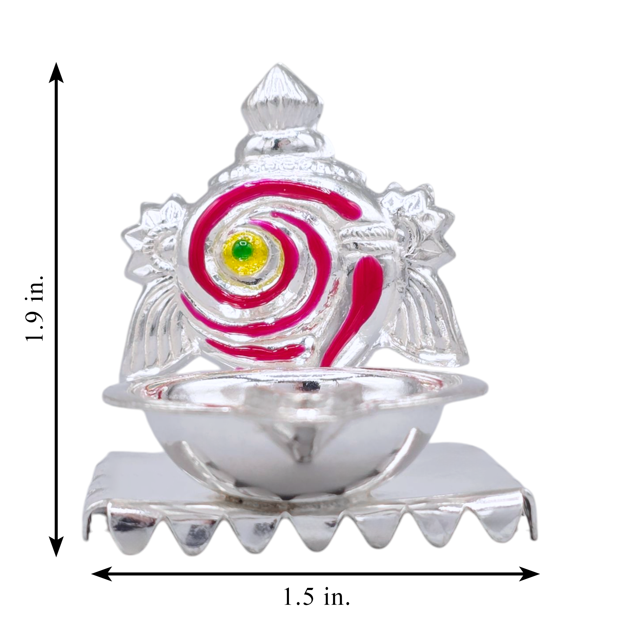 Silver Shankh Chakra Oil Lamp & Incense Holder