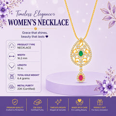 22K Gold Royal Teardrop Necklace