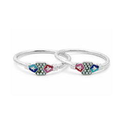 Silver Shiav Damru Baby Kadas - Set of 2