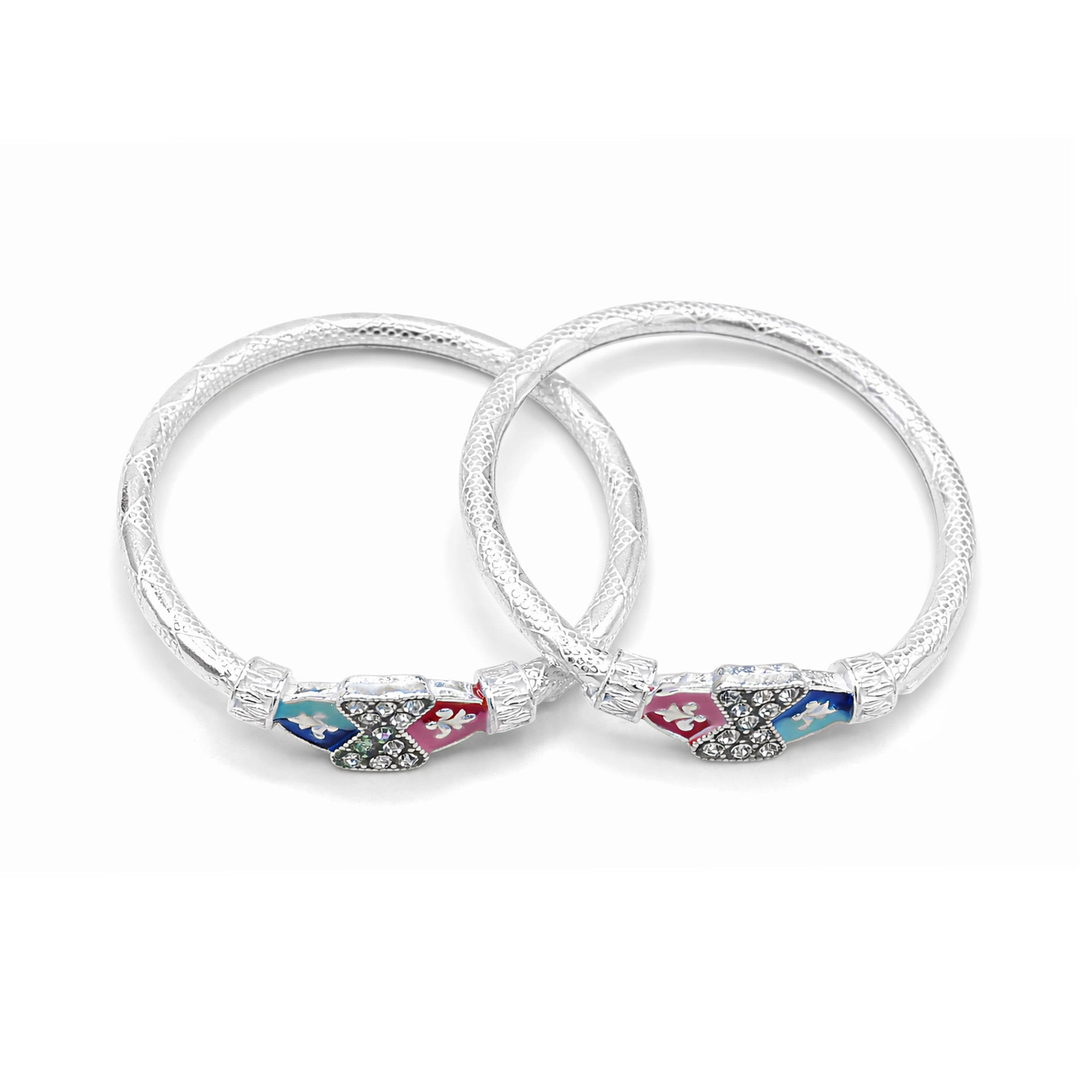 Silver Shiav Damru Baby Kadas - Set of 2