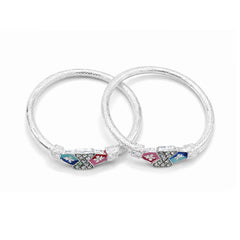 Silver Shiav Damru Baby Kadas - Set of 2