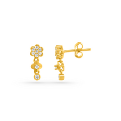 22K Gold Floral Drop Necklace & Earrings Set