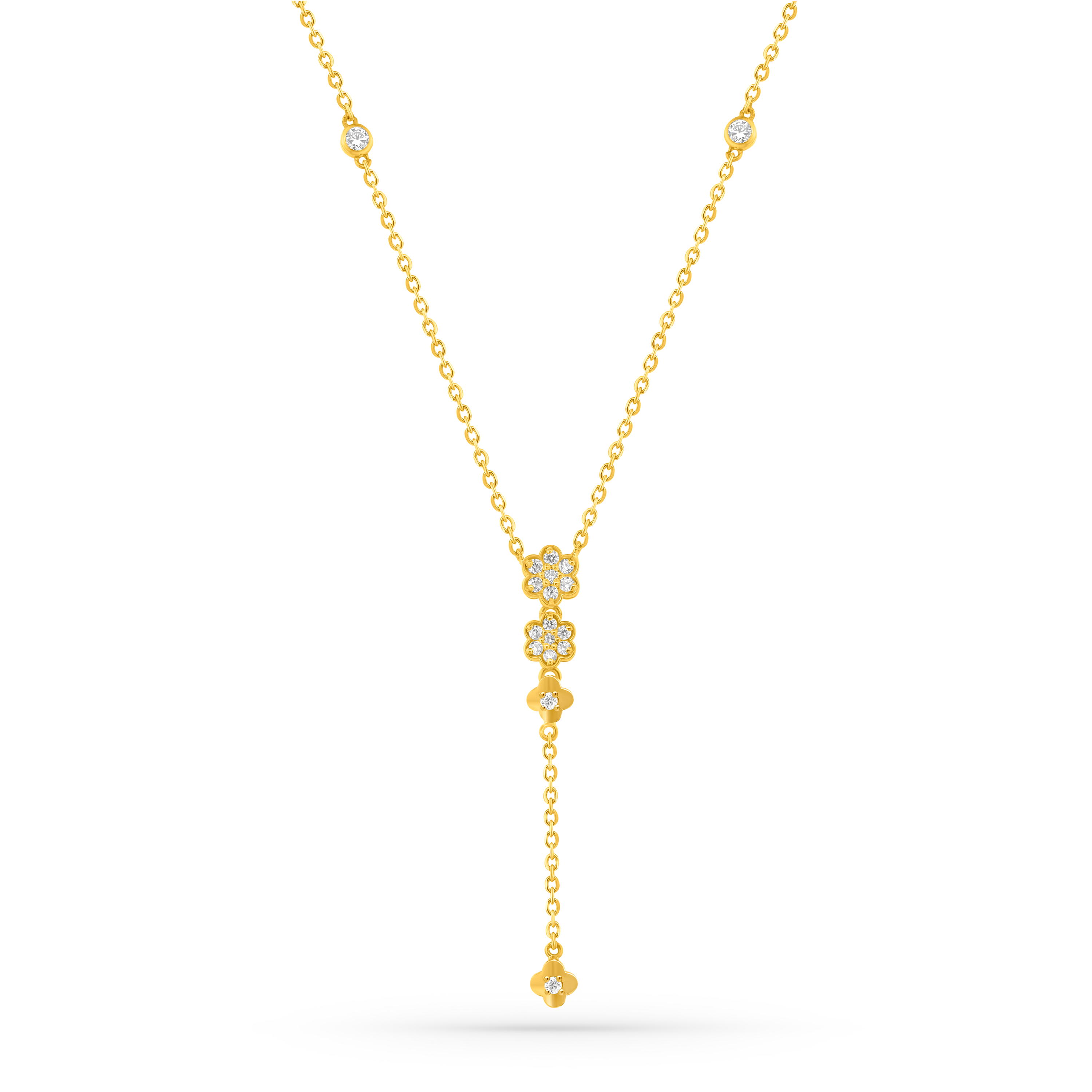 22K Gold Floral Drop Necklace & Earrings Set