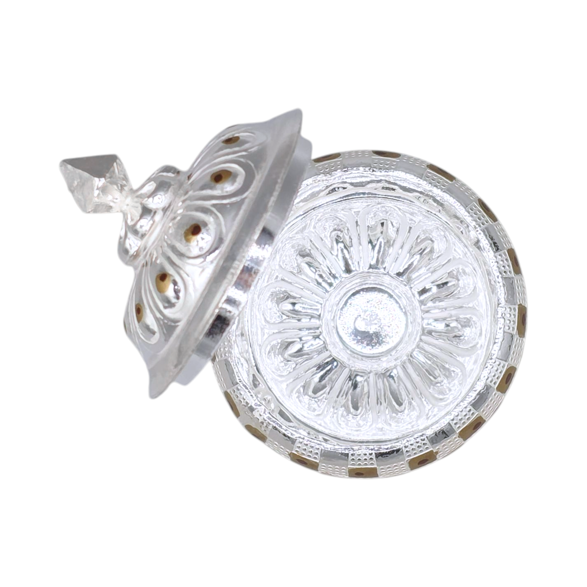 Silver Golden Checkered Kumkum Box