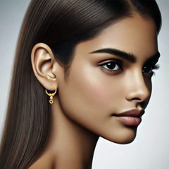 22K Gold Heart Bali Earrings