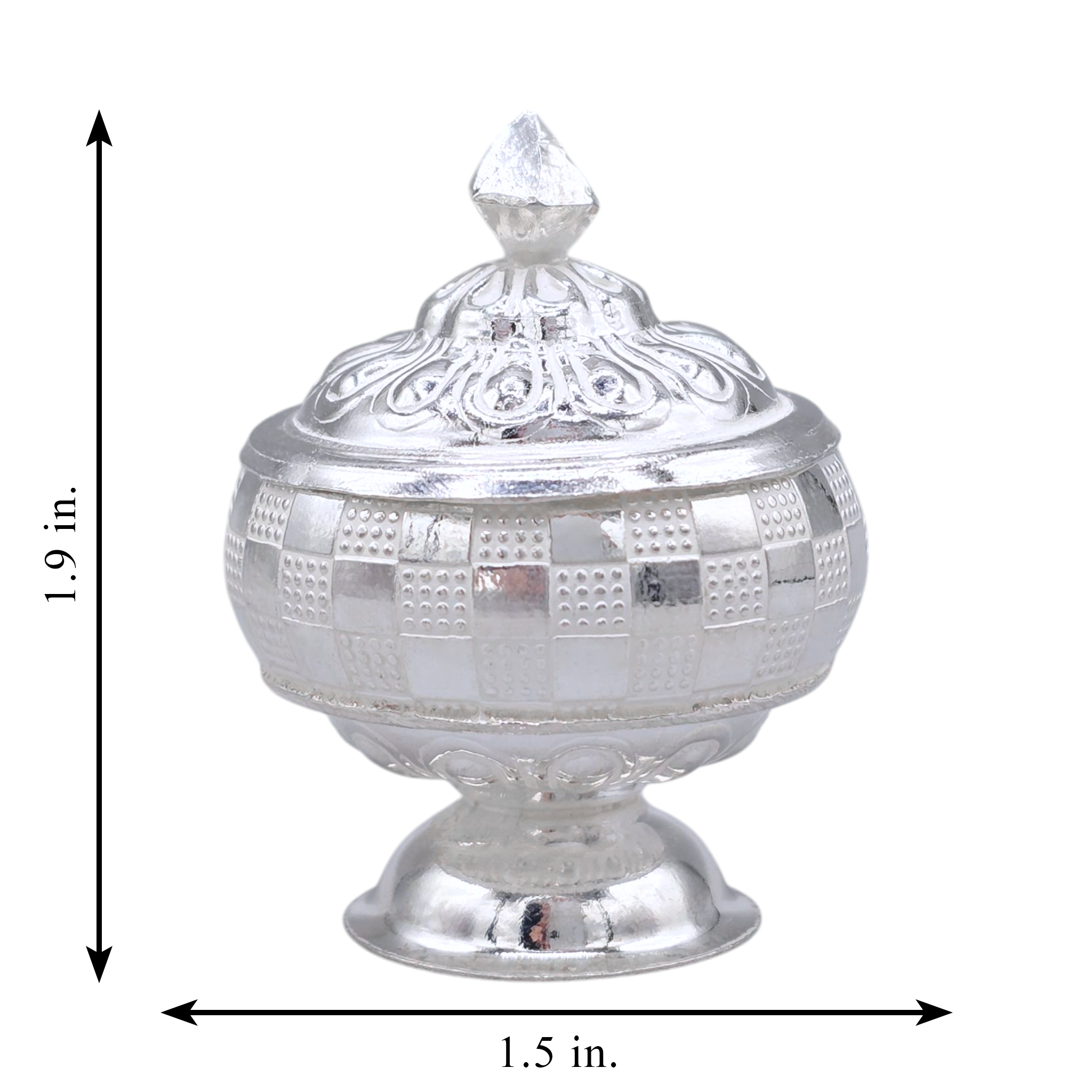 Silver Checkered Kumkum Box